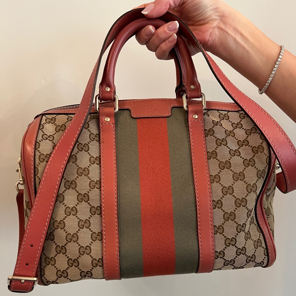 100% AUTHENTIC GUCCI OPHIDIA BOSTON LEATHER HANDBAG